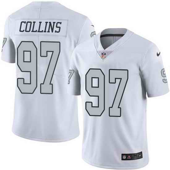 Nike Raiders 97 Maliek Collins White Men Stitched NFL Limited Rush Jersey